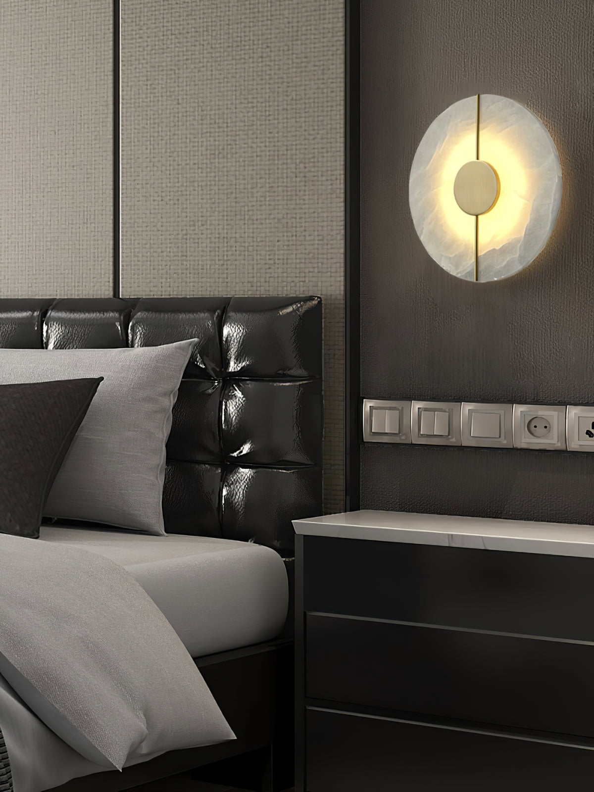 Zen Harmony Round Marble Wall Light - view 9 | Liootrlamp