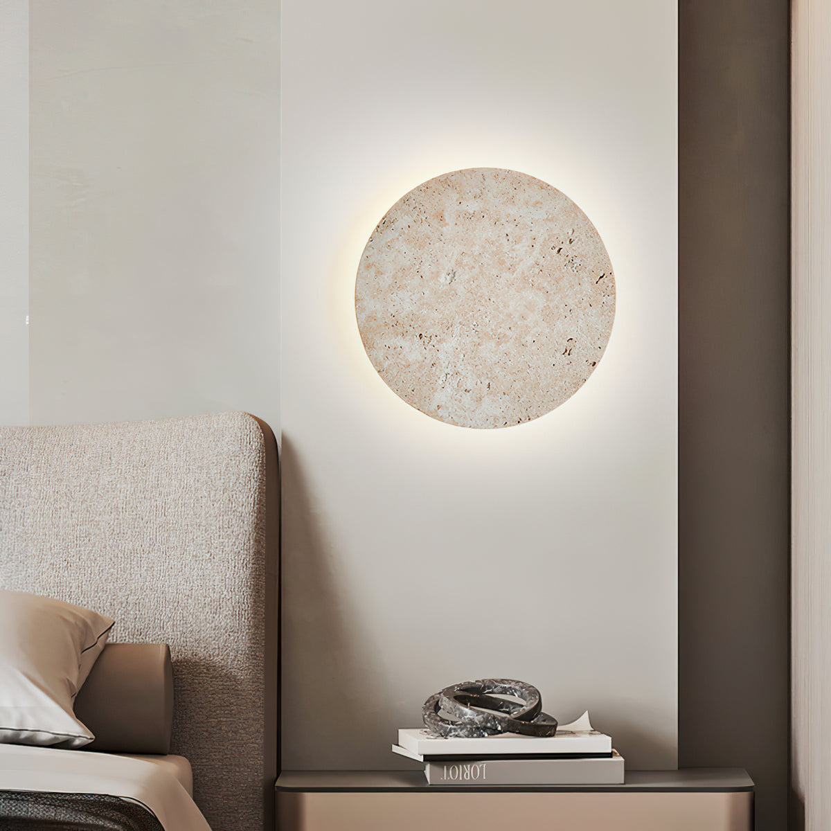 Round Natural Stone LED Wall Light - view 3 | Liootrlamp