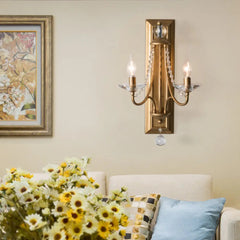 French Country Wood Backplate Wall Lamp