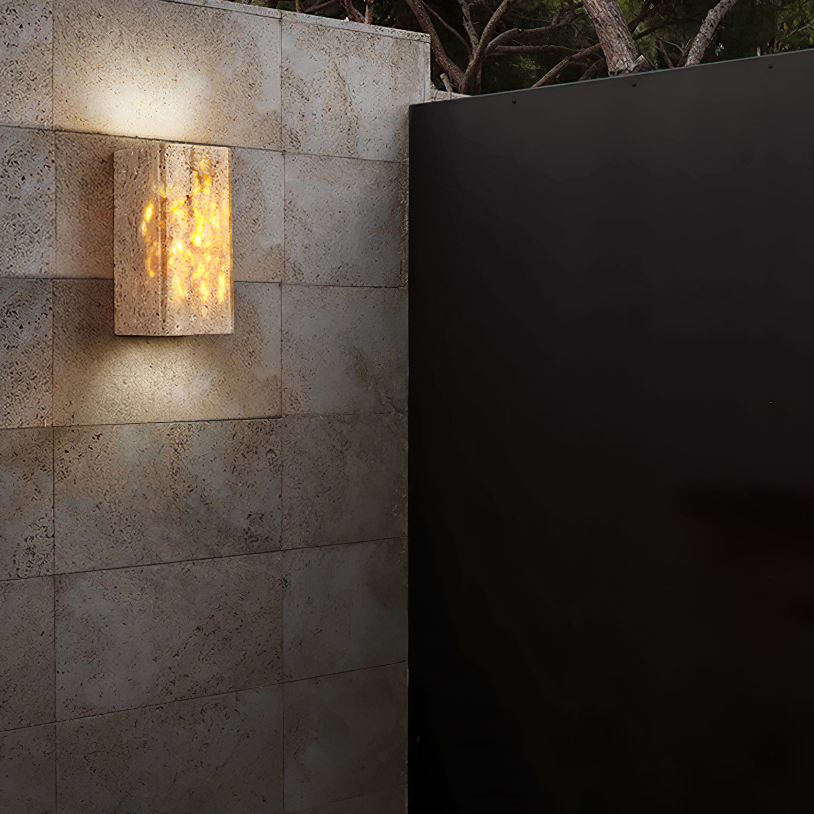 Rectangular Stone LED Wall Lamp - view 2 | Liootrlamp