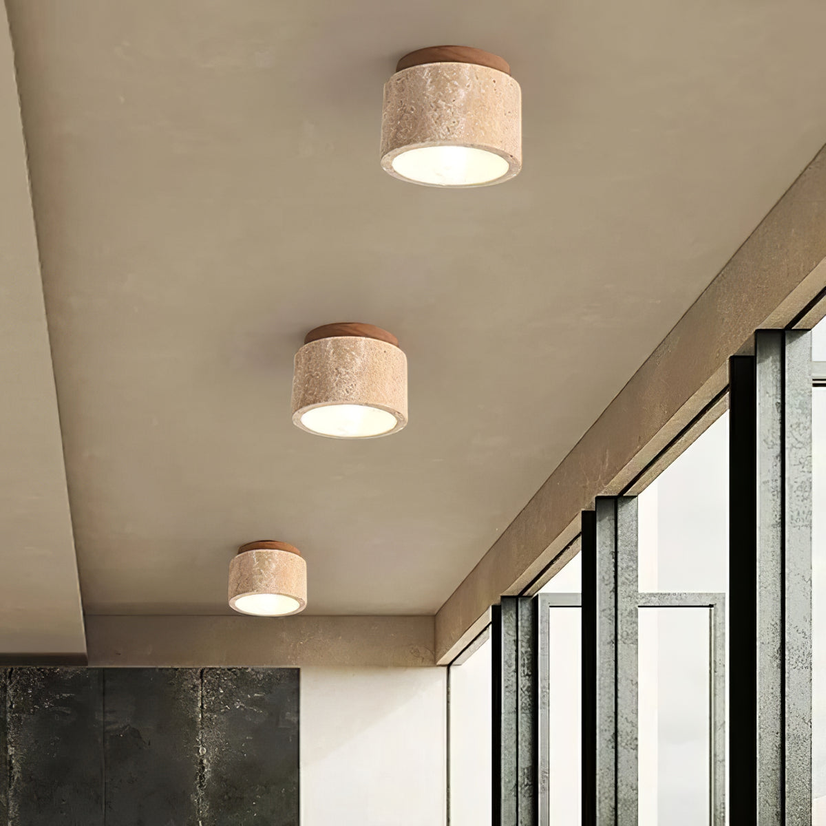 Minimalist Rustic Stone Ceiling Light - view 3 | Liootrlamp
