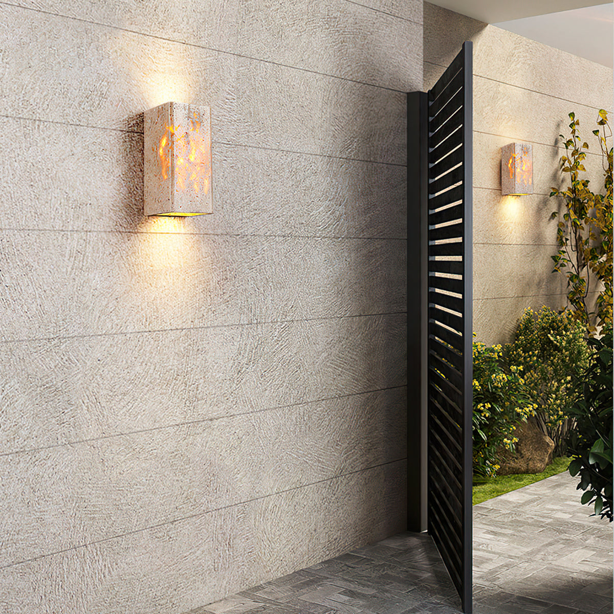 Rectangular Stone LED Wall Lamp - view 3 | Liootrlamp