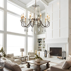 Rustic Beaded Candle Chandelier