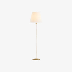Minimalist Brass Floor Lamp with Fabric Shade