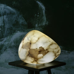 Egg-Shaped Alabaster Table Lamp