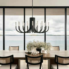 Rousseau Modern Black Linear Candle Chandelier