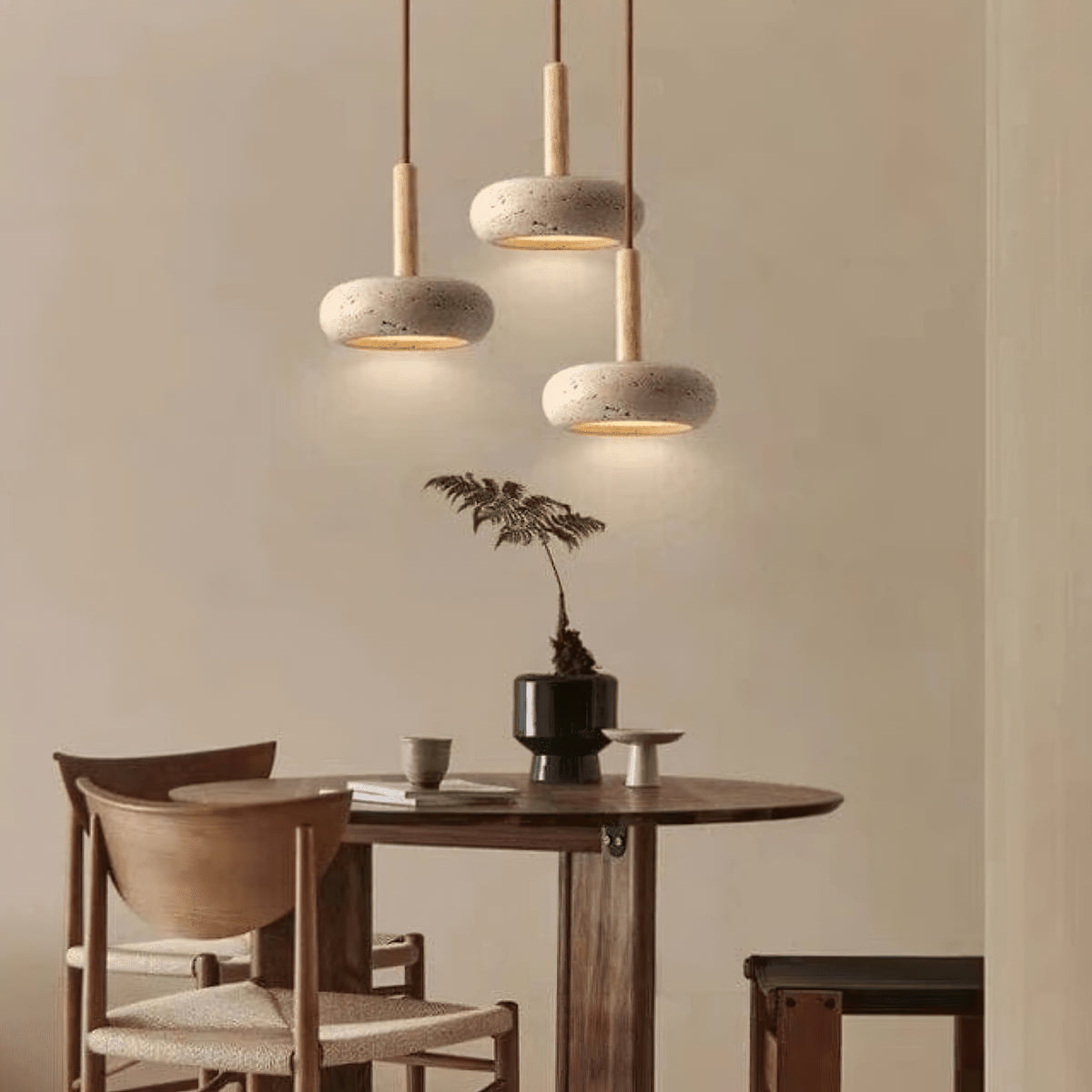 Hourglass Travertine Pendant Light - view 5 | Liootrlamp
