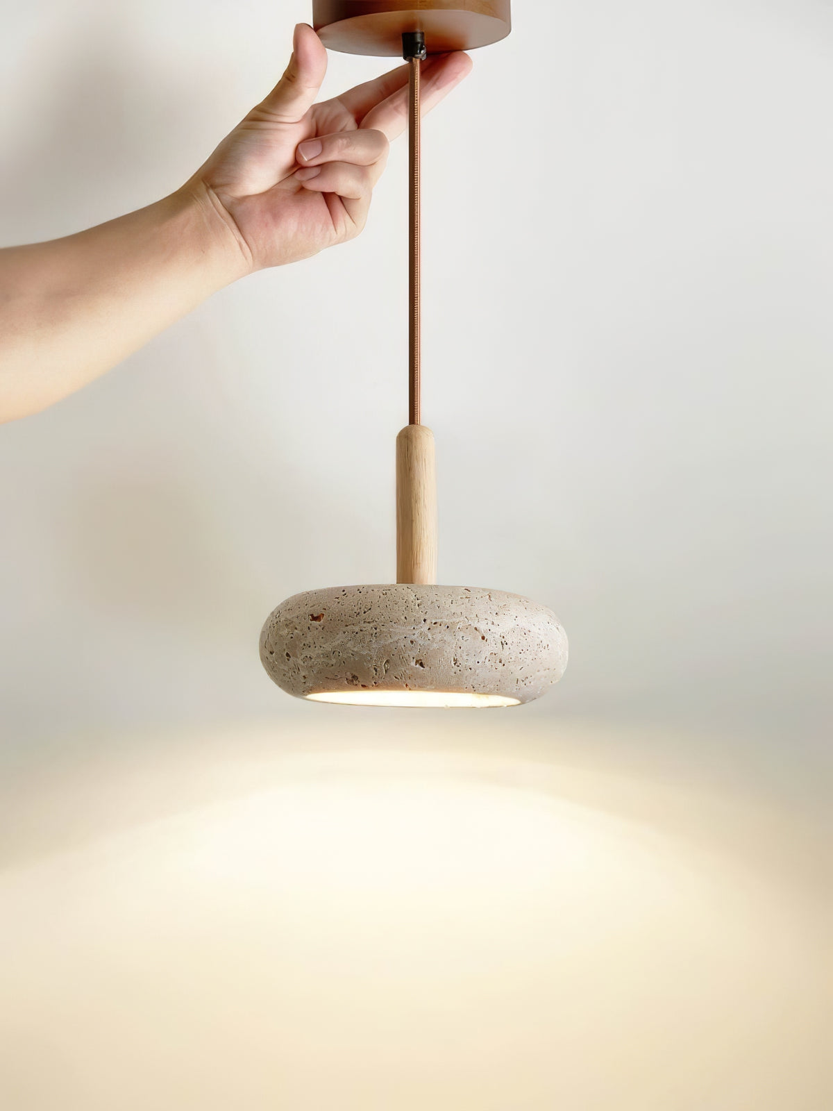 Hourglass Travertine Pendant Light - view 12 | Liootrlamp