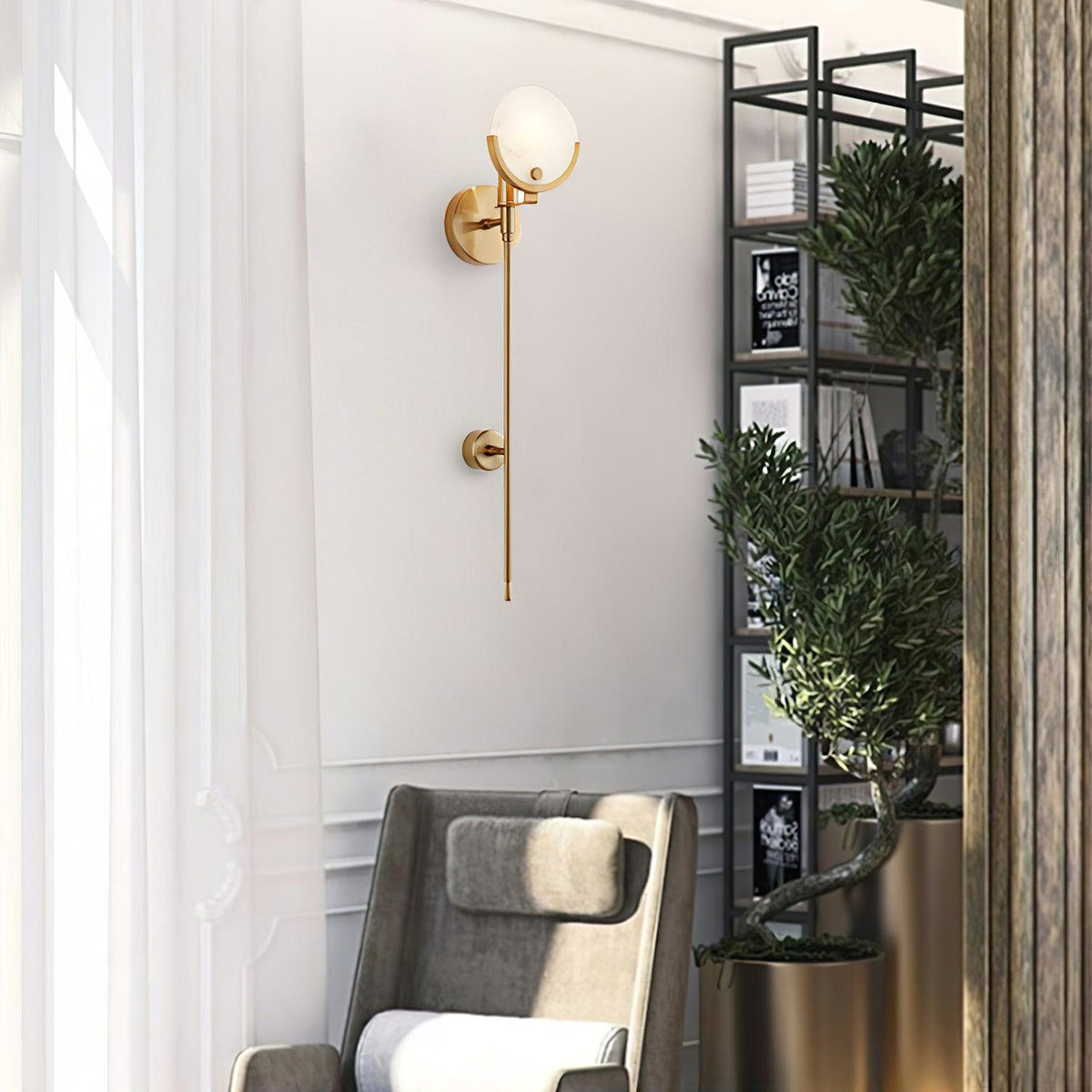 Universal Ava Brass Wall Light - view 9 | Liootrlamp