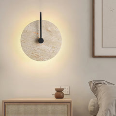 Minimalist Circular Travertine Wall Sconce