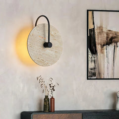 Minimalist Circular Travertine Wall Sconce