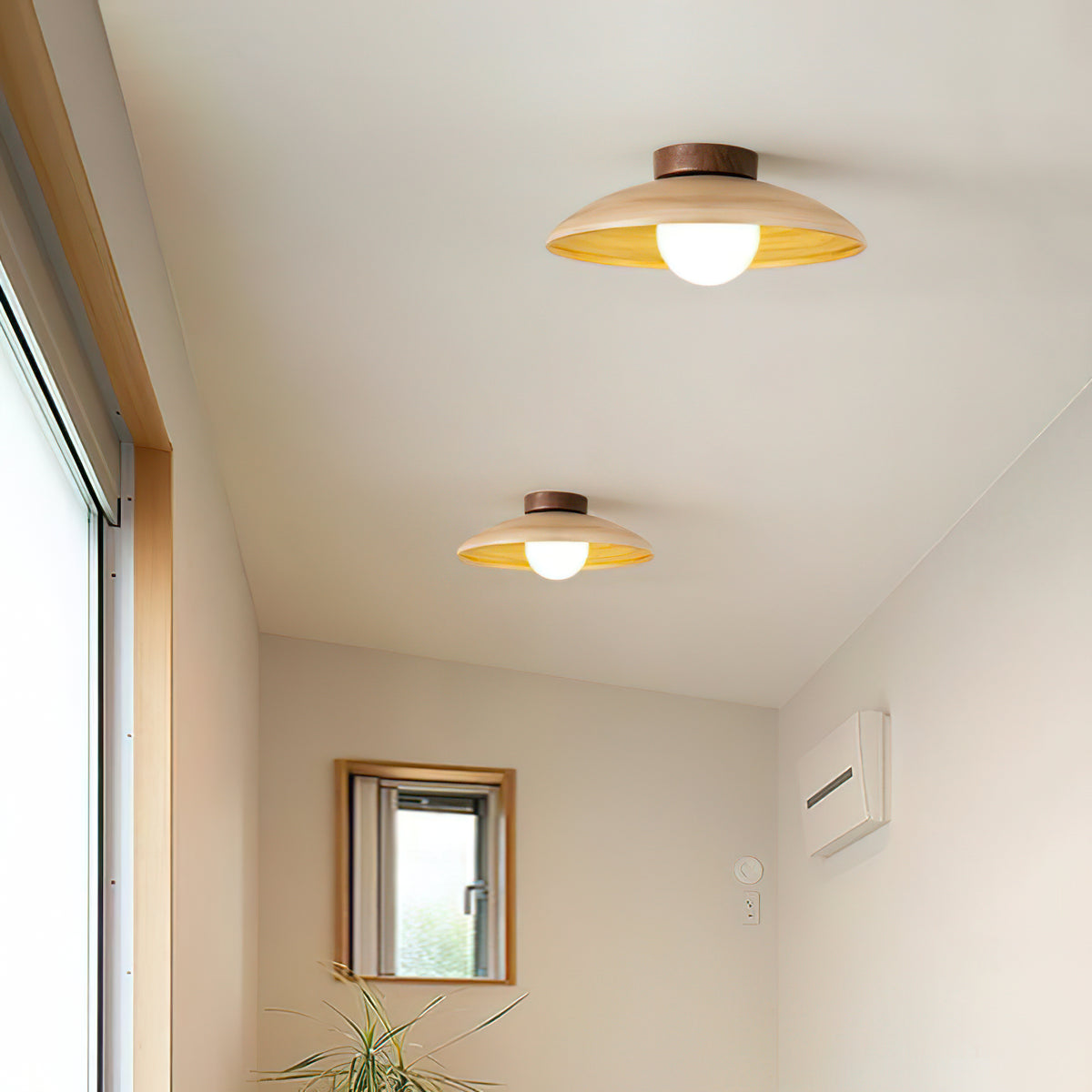 Vintage Wood Dome Ceiling Light - view 9 | Liootrlamp