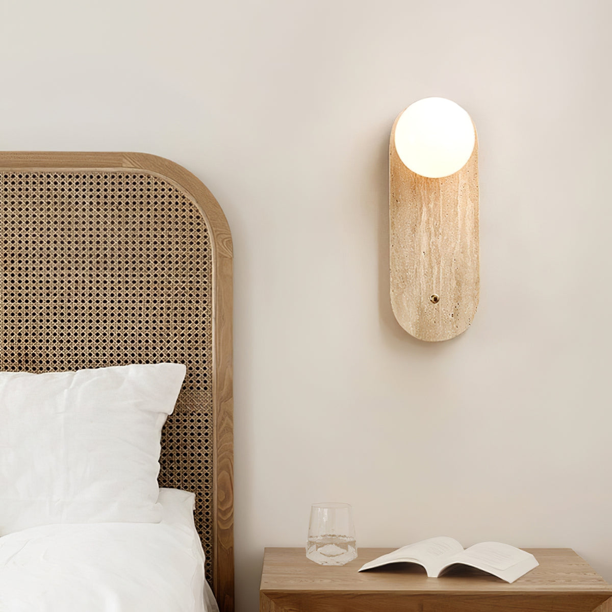 Yellow Oval Travertine Wall Sconce - view 2 | Liootrlamp
