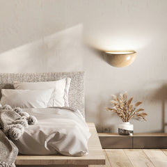 Mid-Century Semi-Circle Stone Wall Lamp