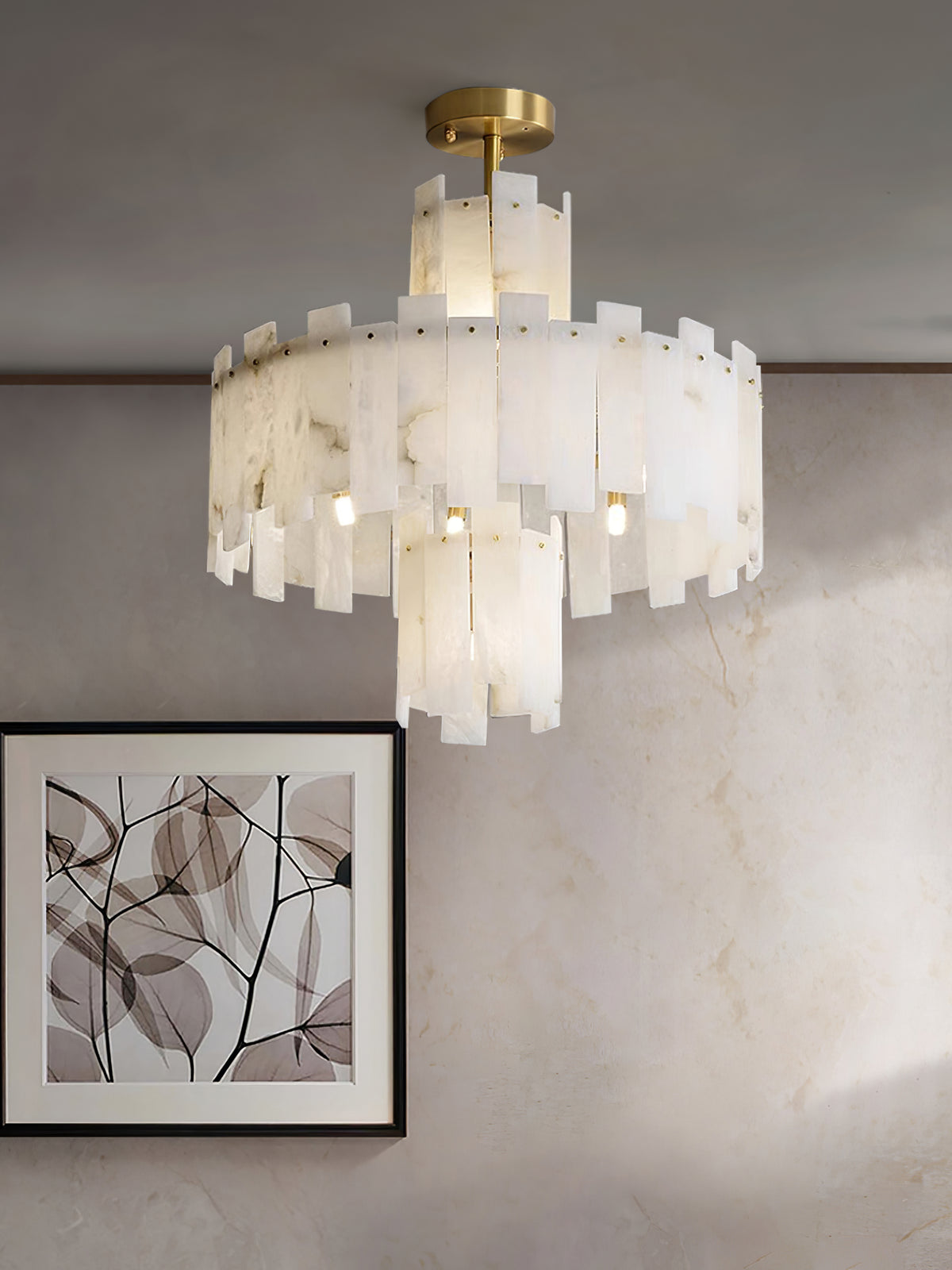 Layered Alabaster Chandelier - view 3 | Liootrlamp