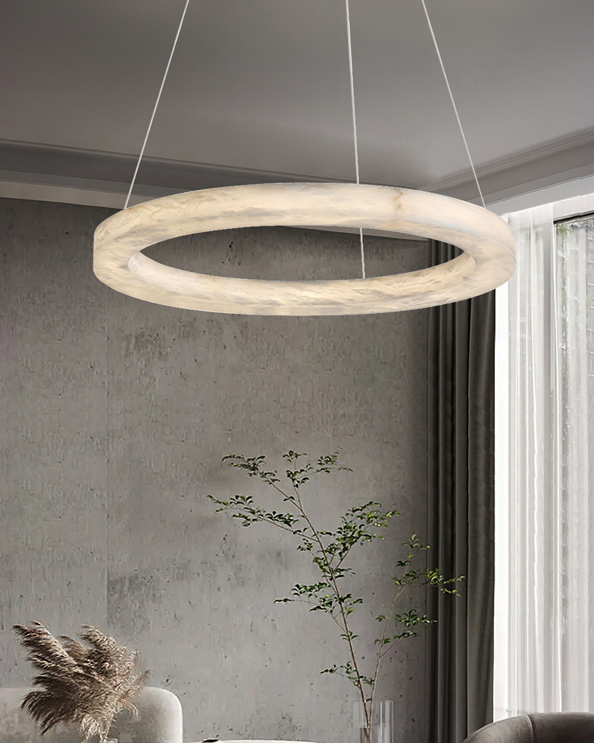 Triple Ring Alabaster Pendant Light - view 13 | Liootrlamp