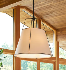 Renée Conical Gold and Fabric Pendant Lamp