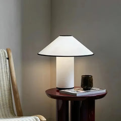 Red Trim Cone Shade Table Lamp