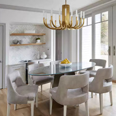 Rousseau Modern Black Linear Candle Chandelier