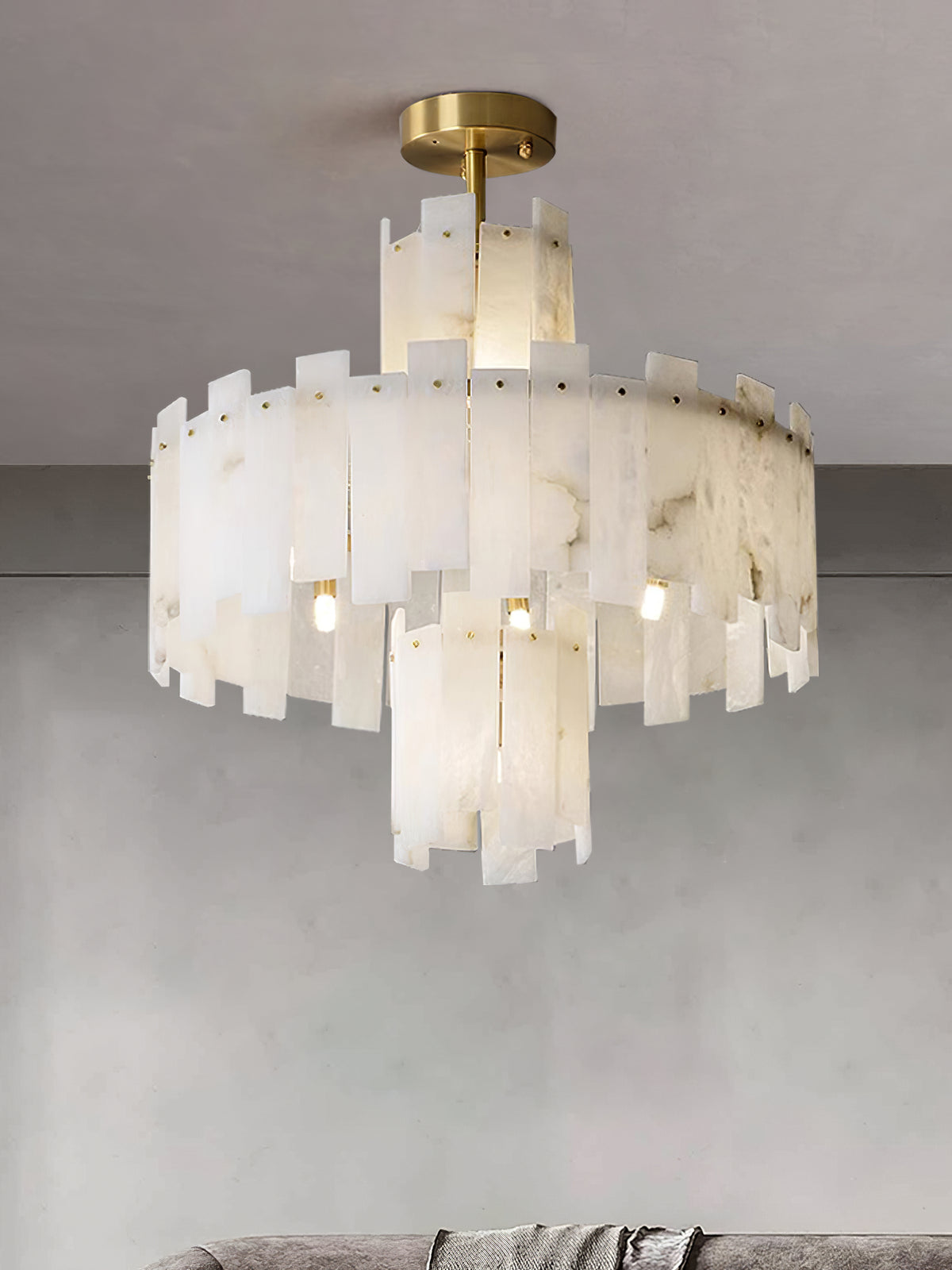 Layered Alabaster Chandelier - view 5 | Liootrlamp
