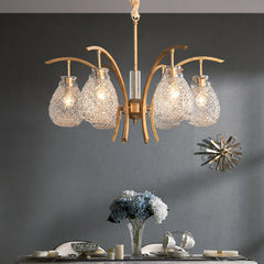 Golden floral glass chandelier