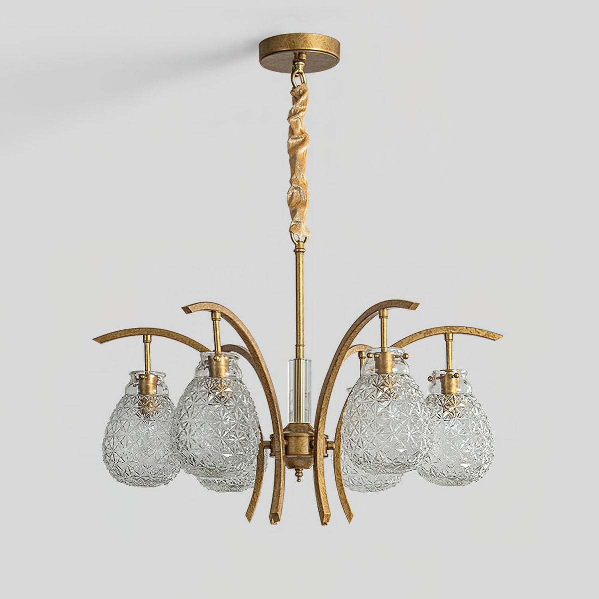 Golden floral glass chandelier - view 14 | Liootrlamp