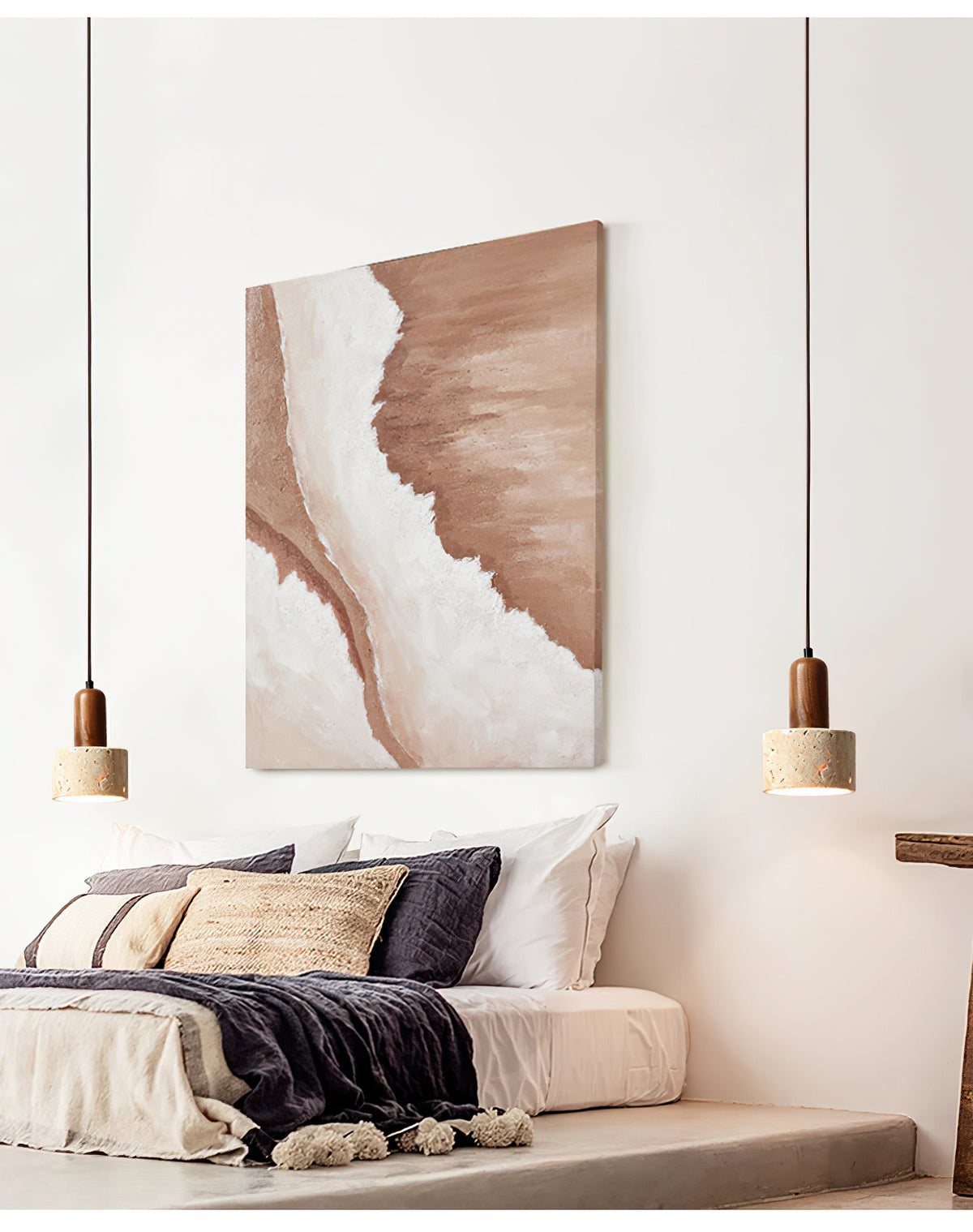 Natural Travertine Cylinder Pendant Light - view 11 | Liootrlamp