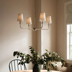 Fabric lampshade multi-head chandelier