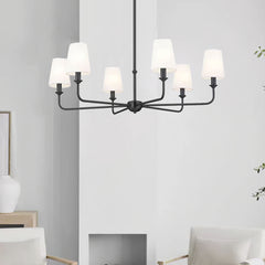 Fabric lampshade multi-head chandelier