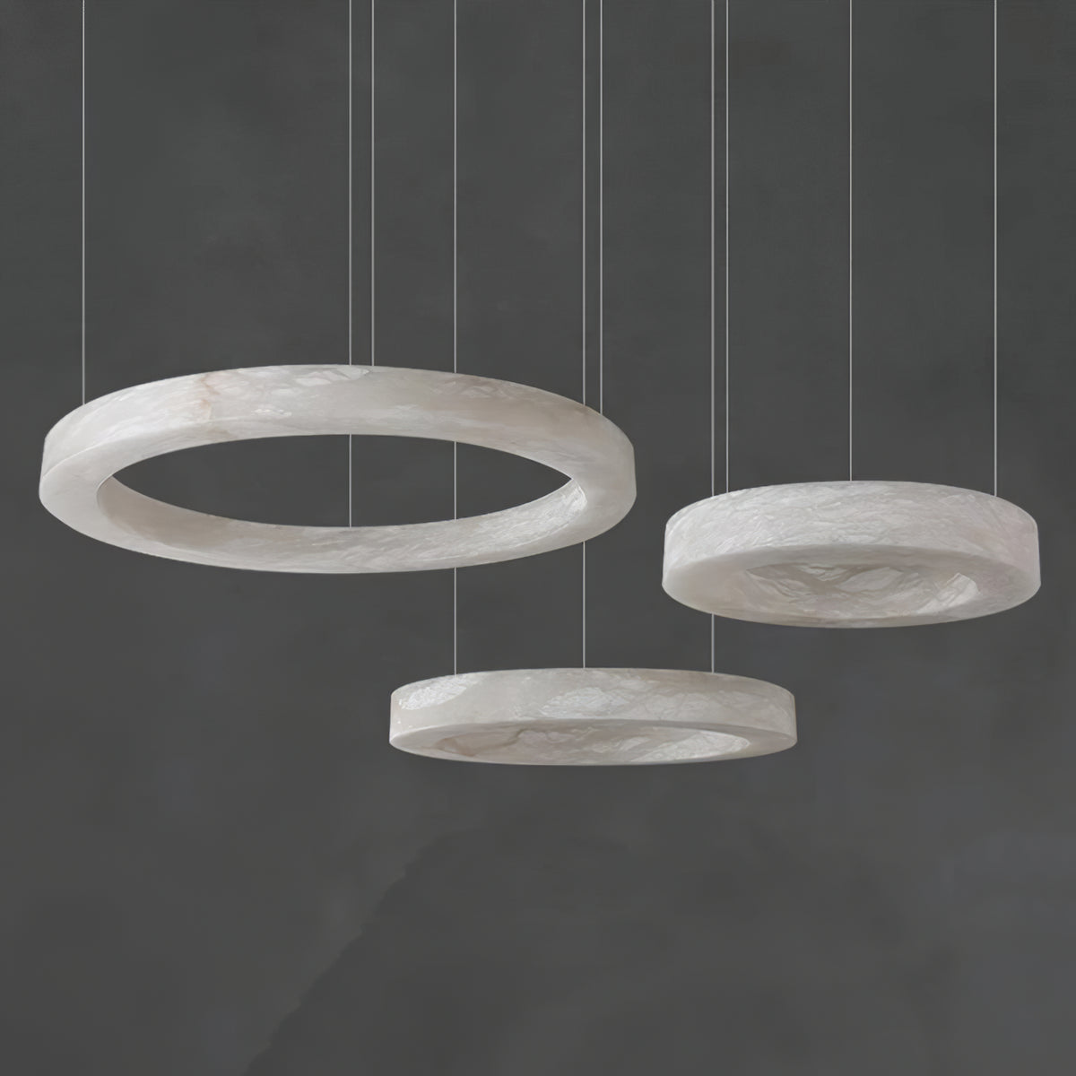 Triple Ring Alabaster Pendant Light - view 14 | Liootrlamp