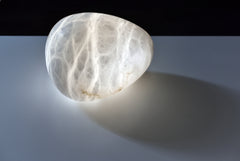 Egg-Shaped Alabaster Table Lamp