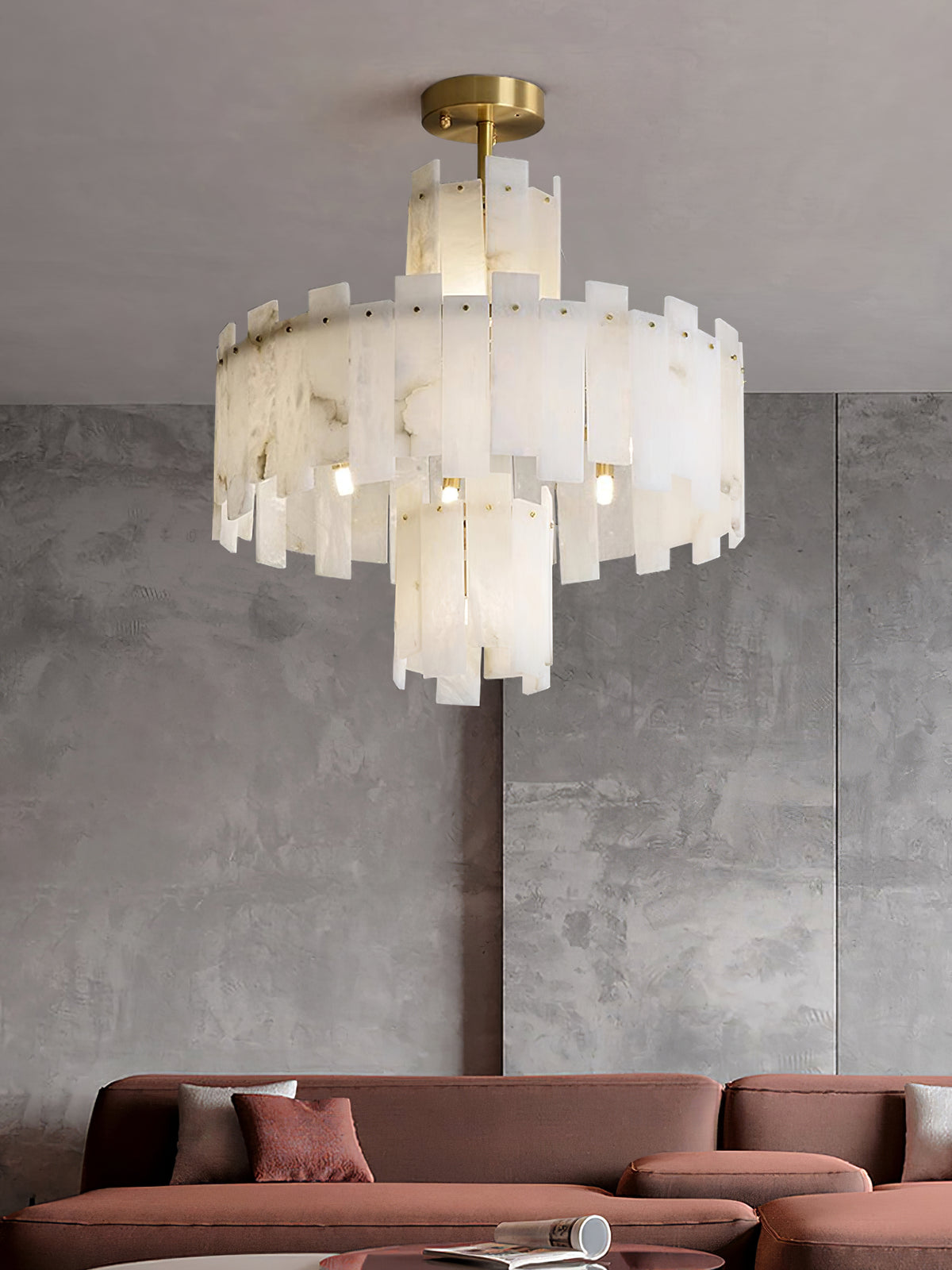 Layered Alabaster Chandelier - view 4 | Liootrlamp