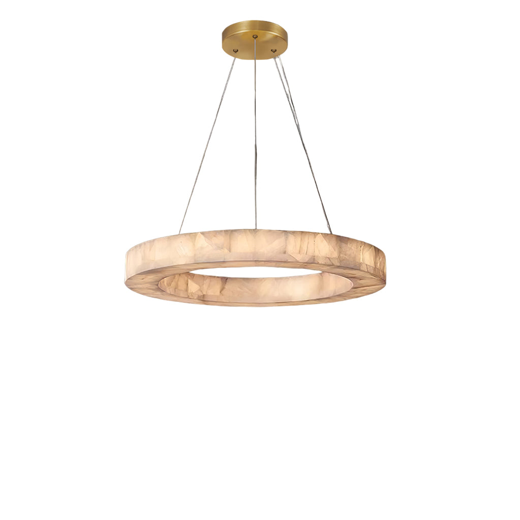 Triple Ring Alabaster Pendant Light - view 34 | Liootrlamp