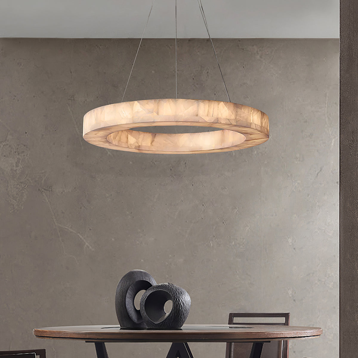 Triple Ring Alabaster Pendant Light - view 22 | Liootrlamp