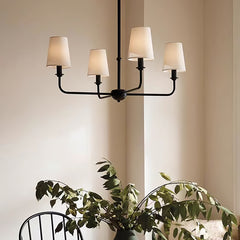 Fabric lampshade multi-head chandelier