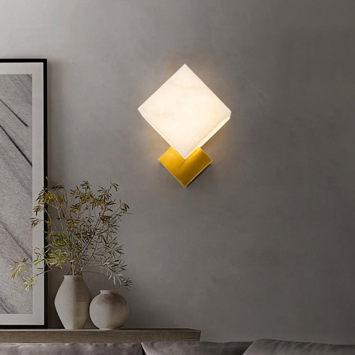 Alabaster Gatsby Cube Wall Sconce - view 10 | Liootrlamp