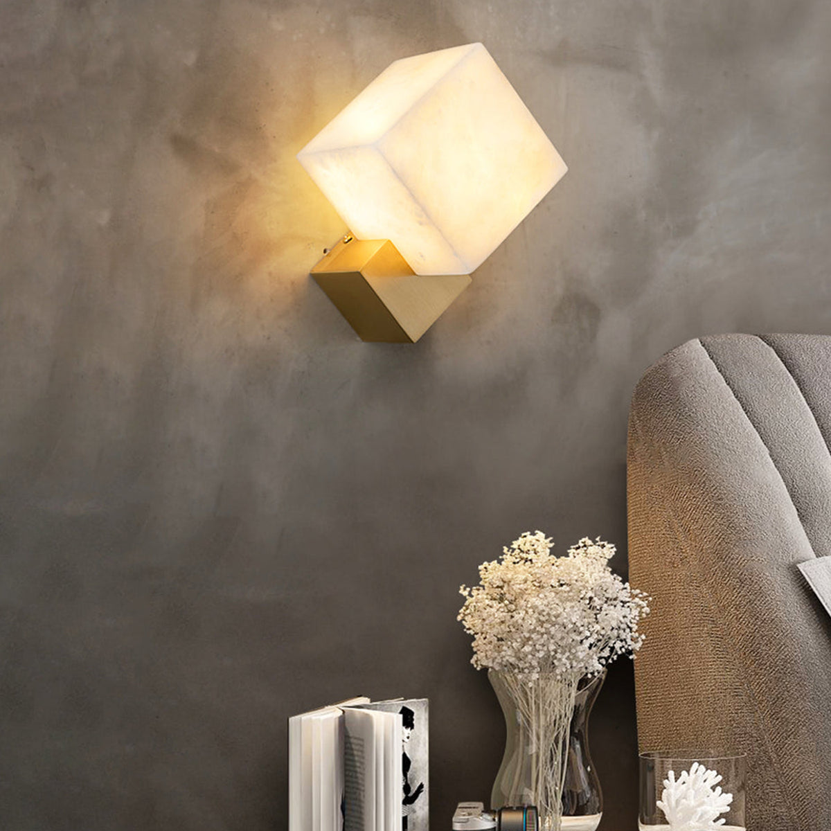 Alabaster Gatsby Cube Wall Sconce - view 6 | Liootrlamp