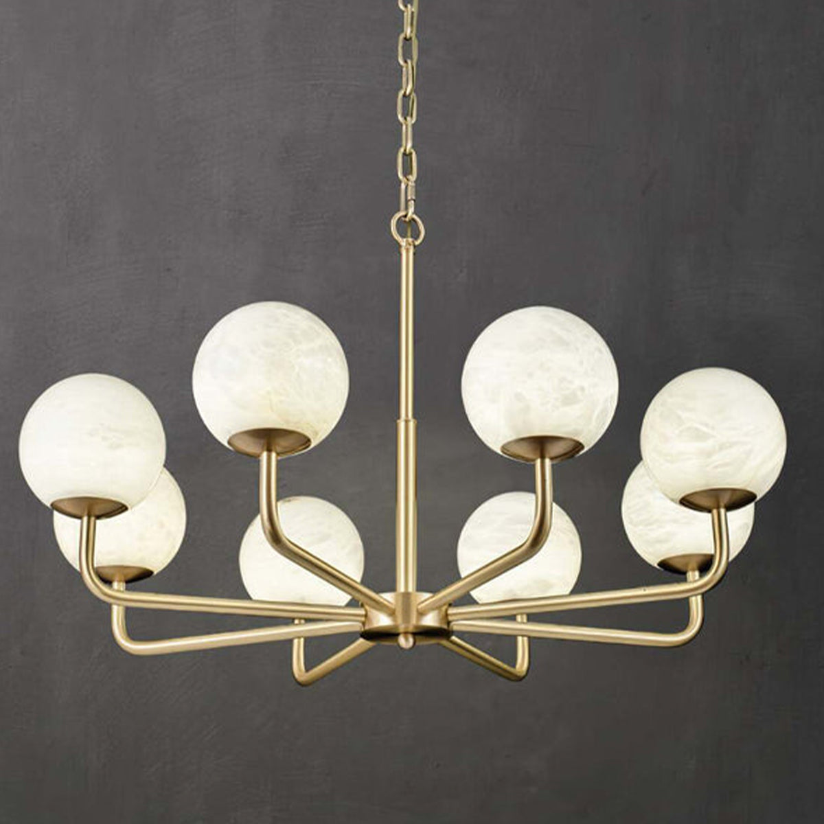 Round Alabaster Brass Chandelier - view 16 | Liootrlamp