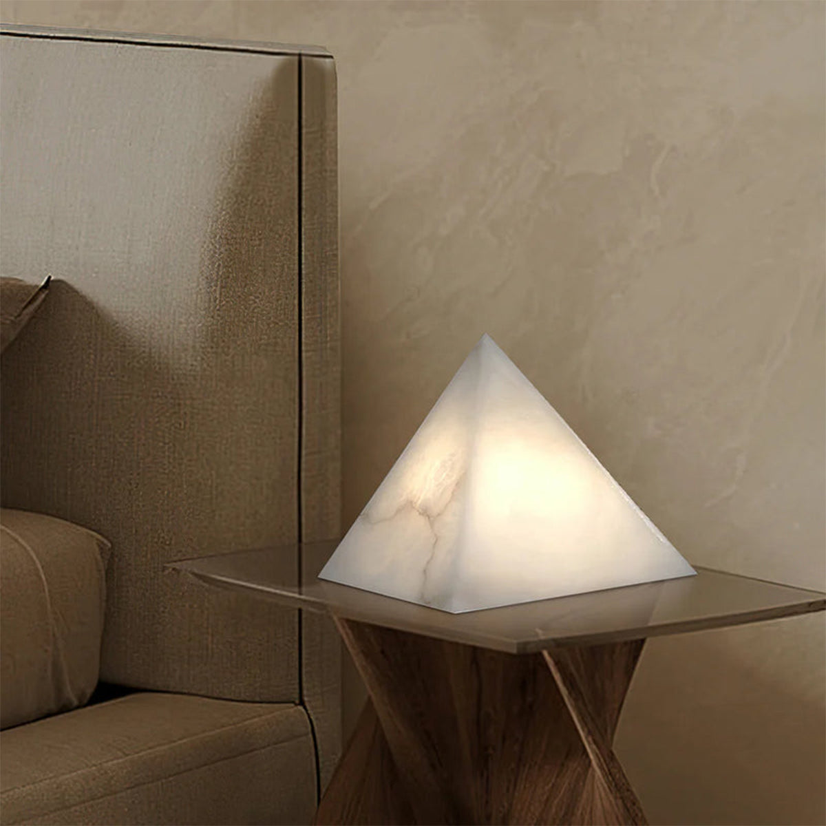 Alabaster Pyramid Table Lamp - view 3 | Liootrlamp