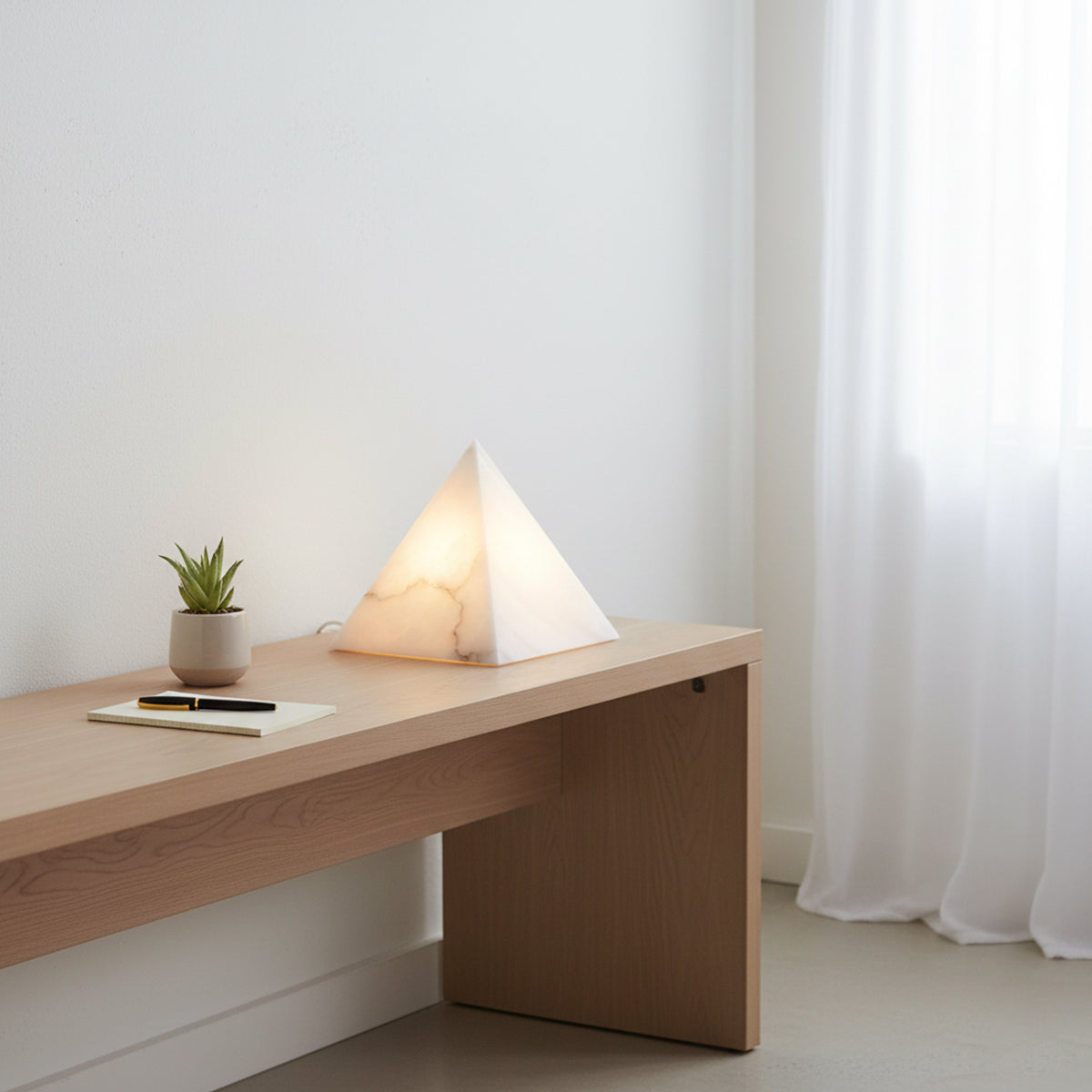 Alabaster Pyramid Table Lamp - view 5 | Liootrlamp