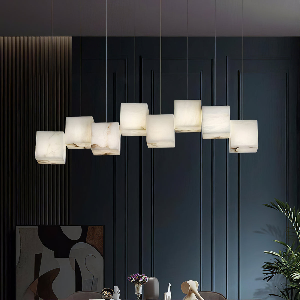 Alabaster Cube Box Chandelier - view 9 | Liootrlamp