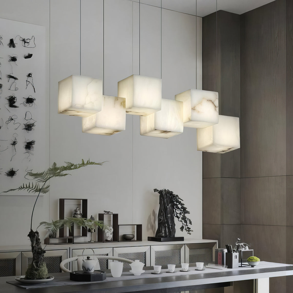 Alabaster Cube Box Chandelier - view 6 | Liootrlamp