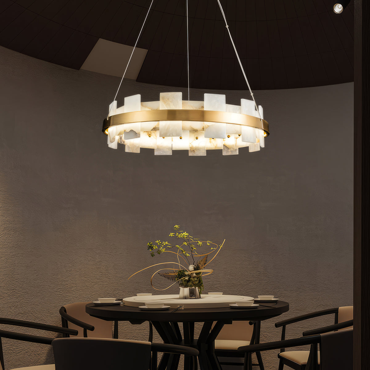 Alabaster Glo Halo Chandelier - view 4 | Liootrlamp