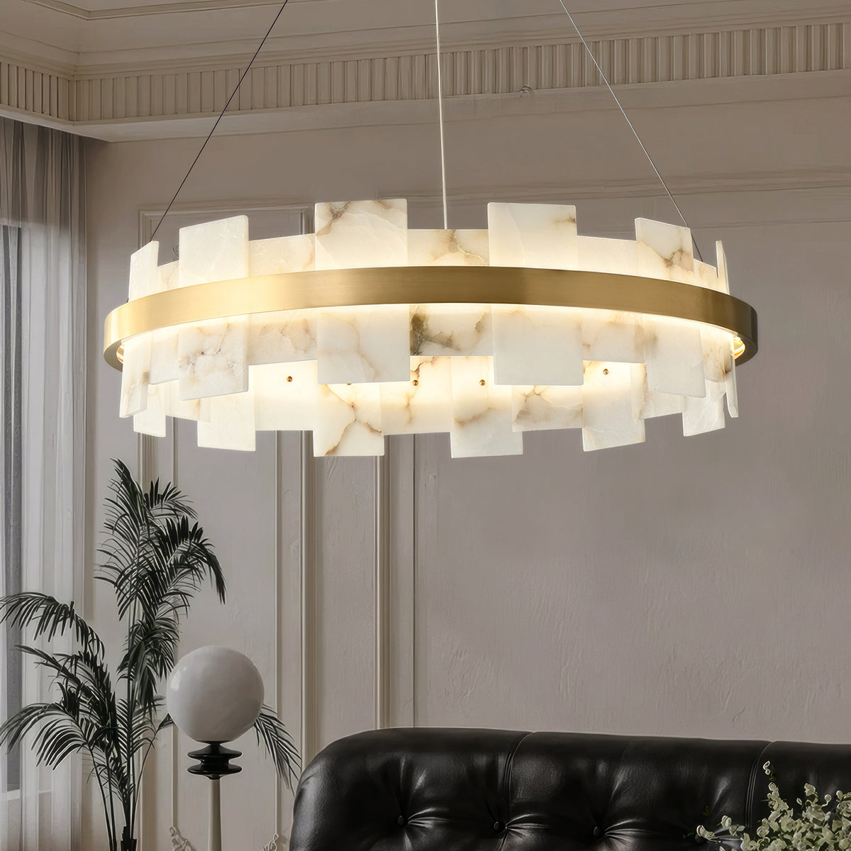 Alabaster Glo Halo Chandelier - view 8 | Liootrlamp