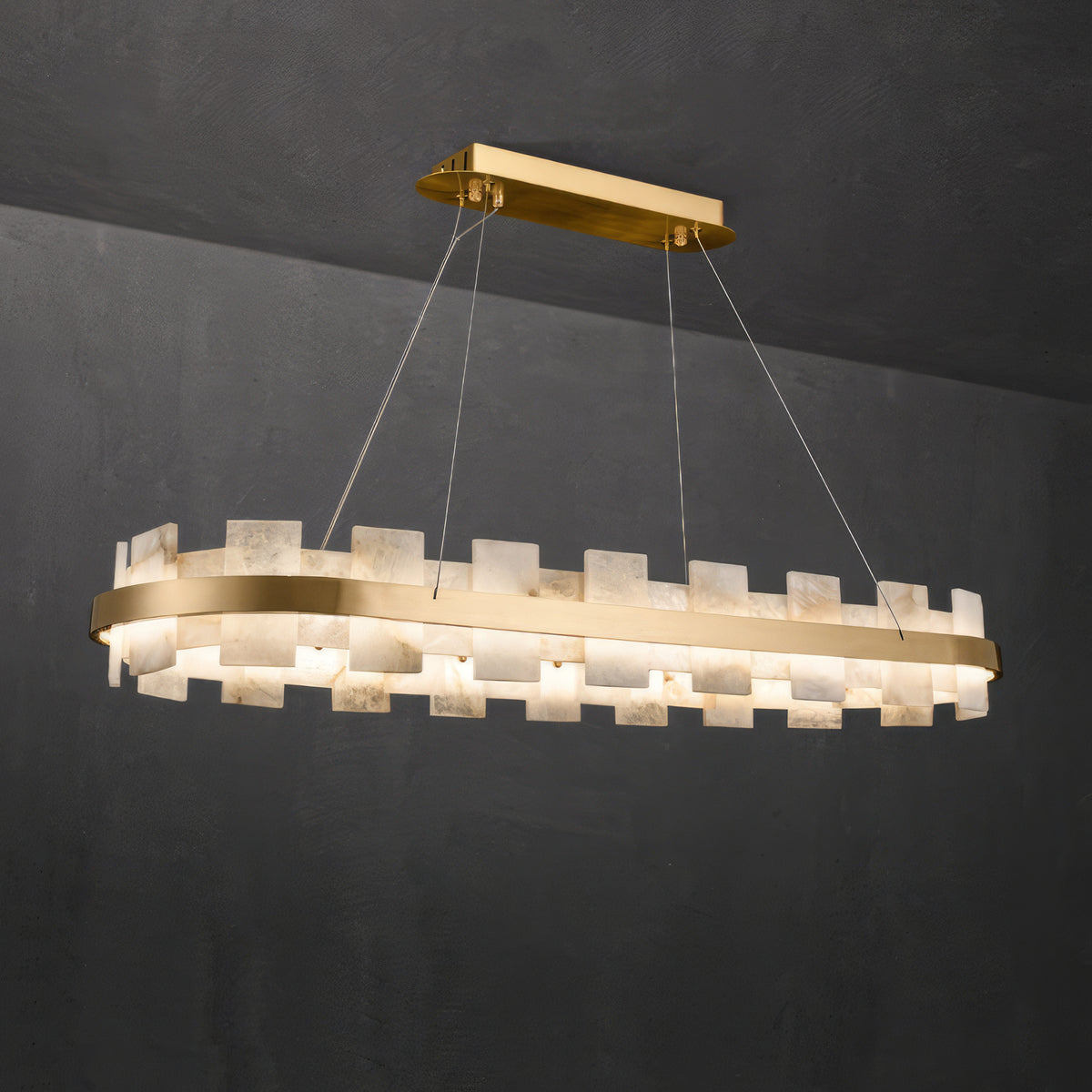 Alabaster Glo Halo Chandelier - view 9 | Liootrlamp
