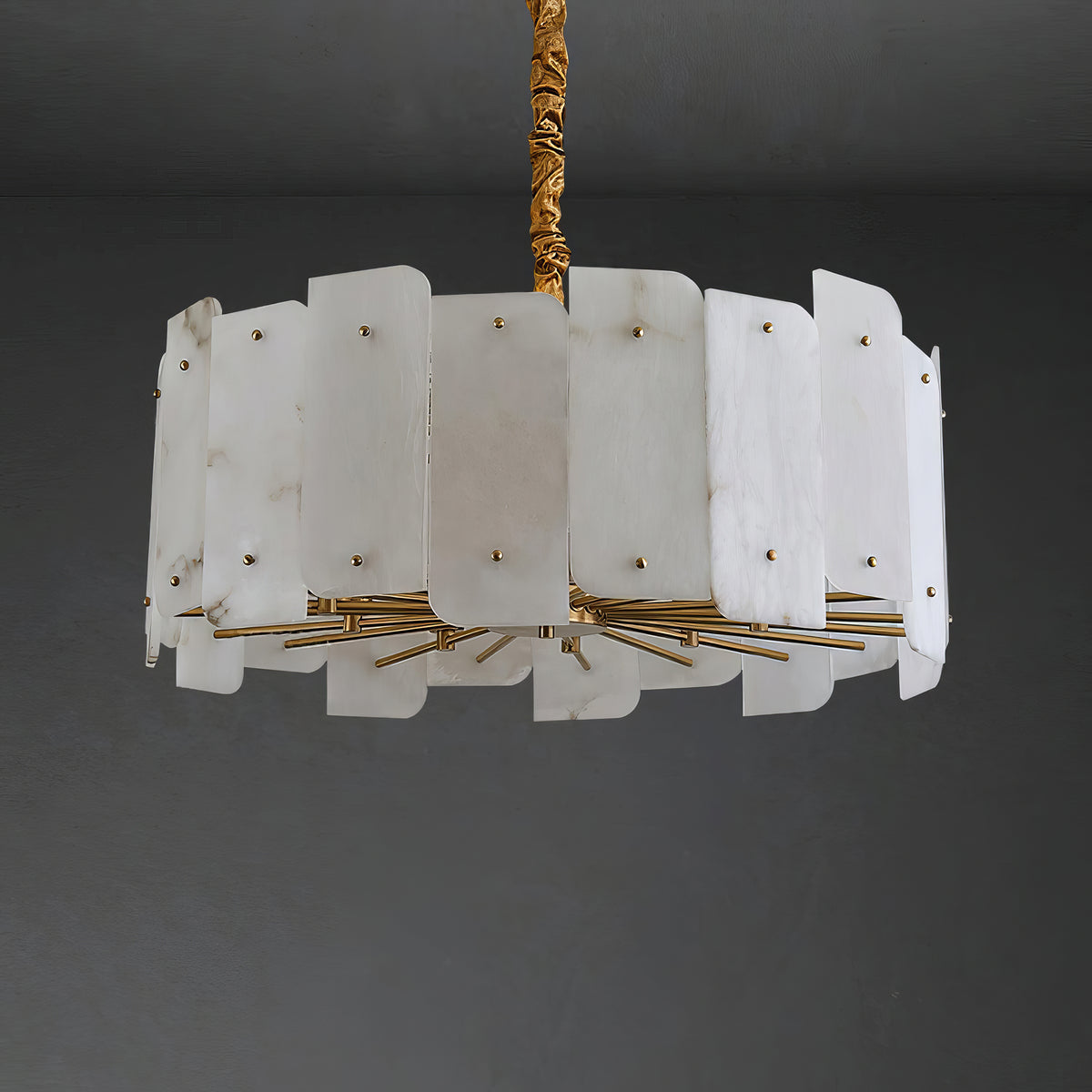 Alabaster Lorry Round Gold Chandelier - view 8 | Liootrlamp