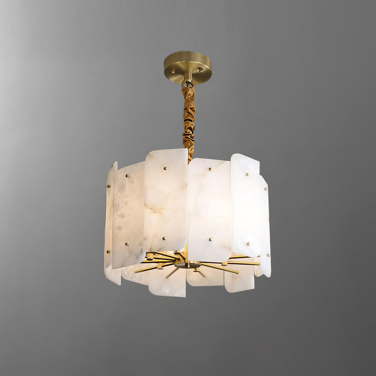 Alabaster Lorry Round Gold Chandelier - view 9 | Liootrlamp