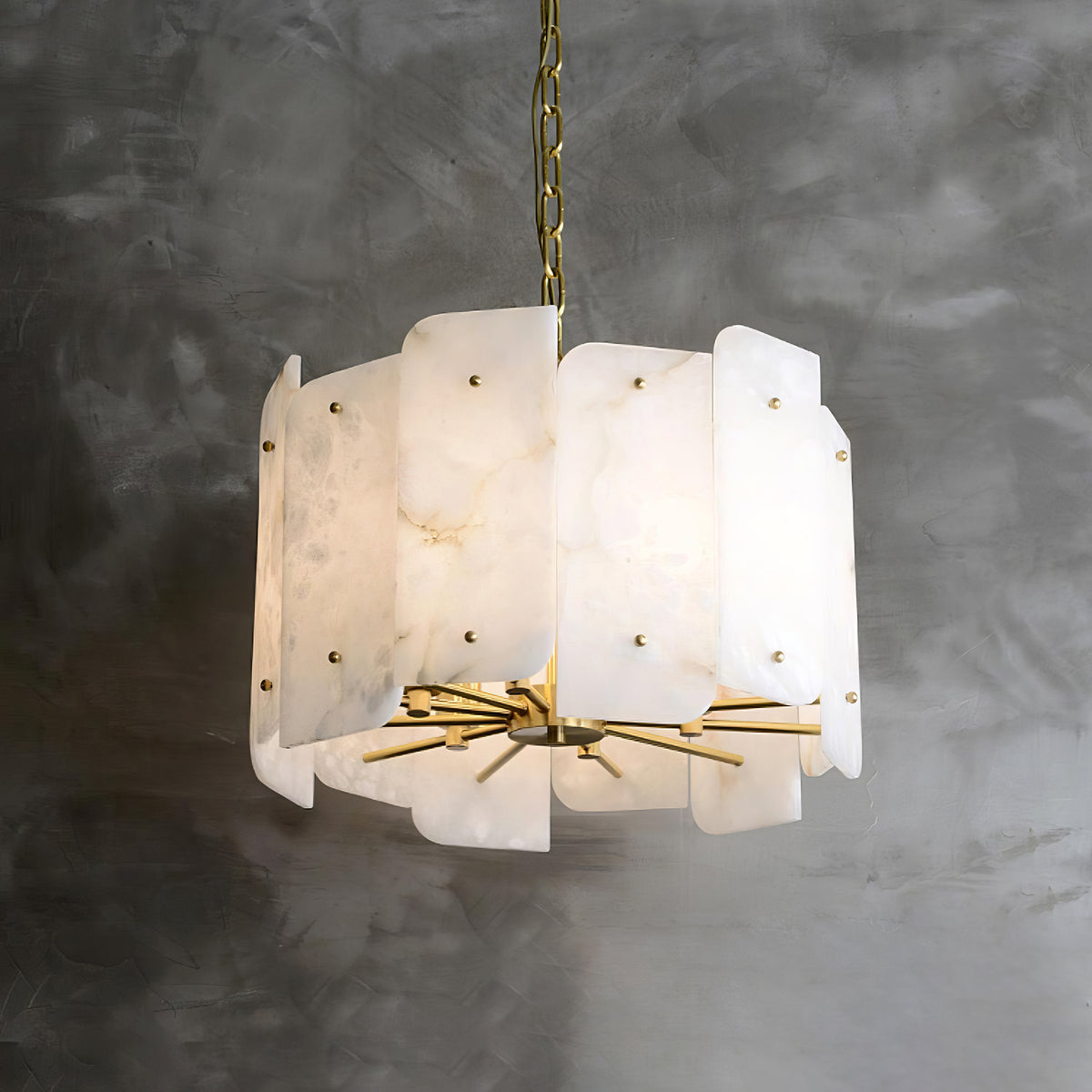 Alabaster Lorry Round Gold Chandelier - view 6 | Liootrlamp