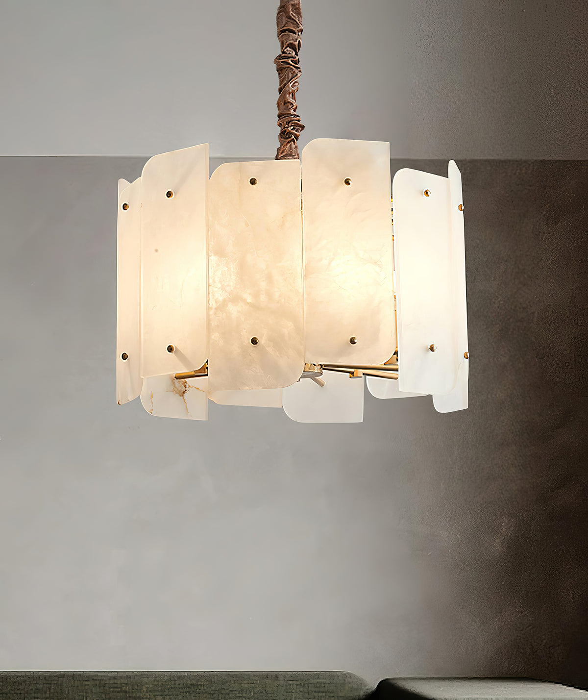 Alabaster Lorry Round Gold Chandelier - view 14 | Liootrlamp