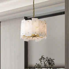 Alabaster Lorry Round Gold Chandelier
